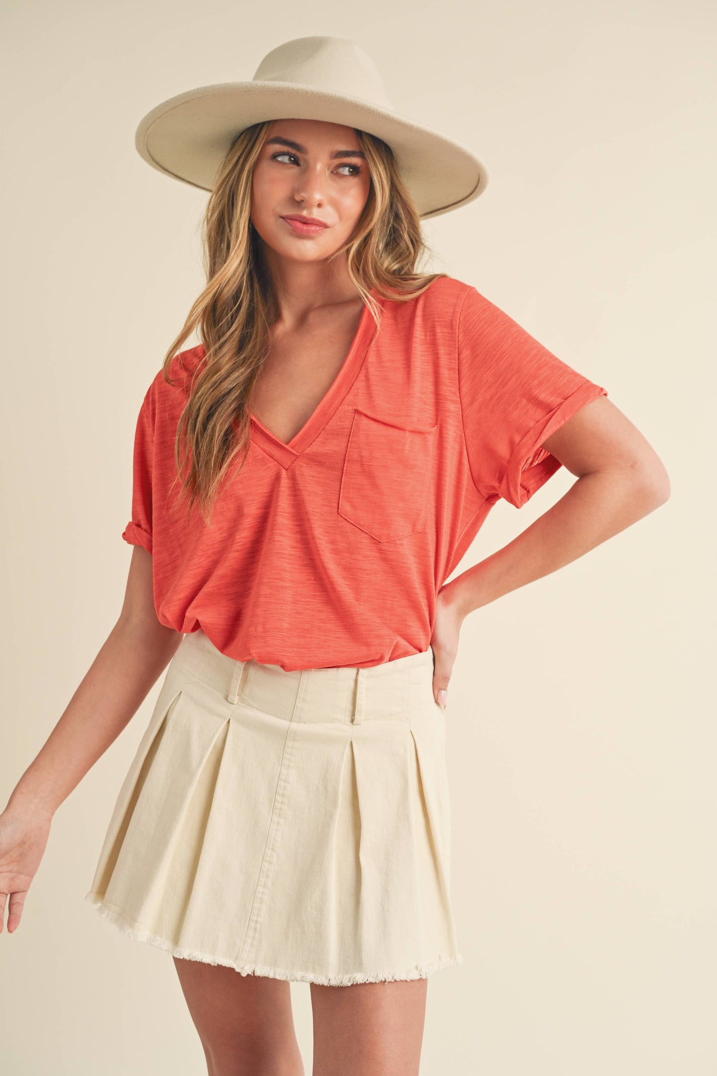 Zoie V-Neck Short Sleeve Top