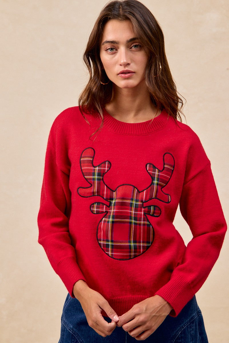 Reindeer Games Plaid Sweater