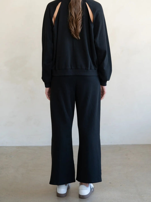 Women's Relaxed Wide Leg Knit Pants with Drawstring Waist & Pockets