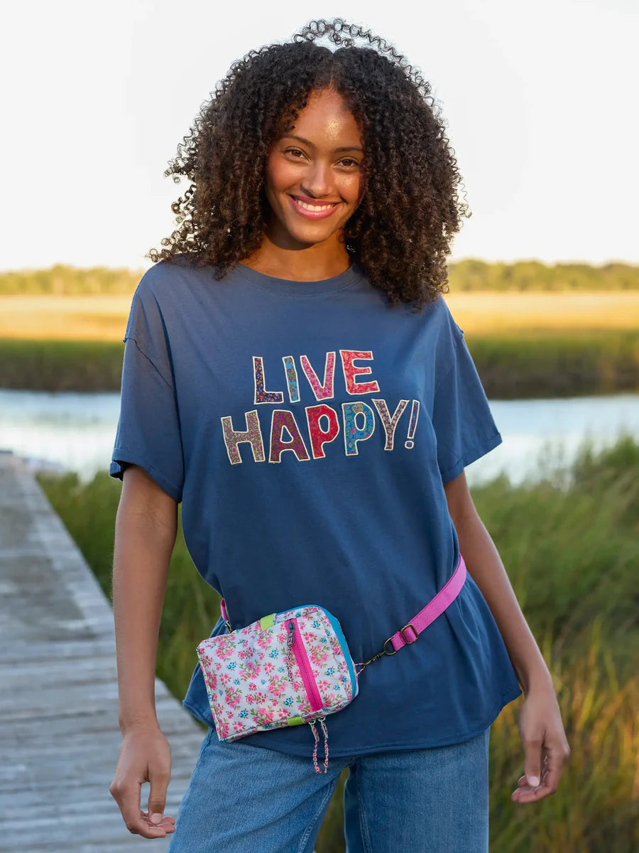 Live Happy Take It In Cotton Applique Tee