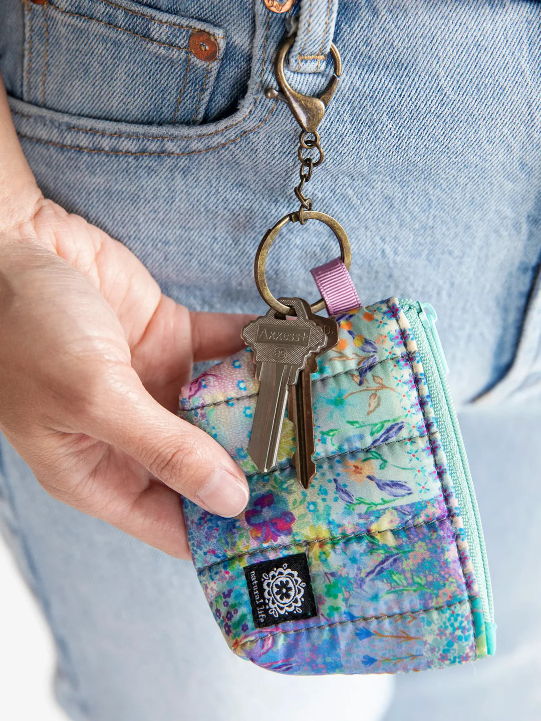 Natural Life Mini Puffy Coin Purse Key Clip