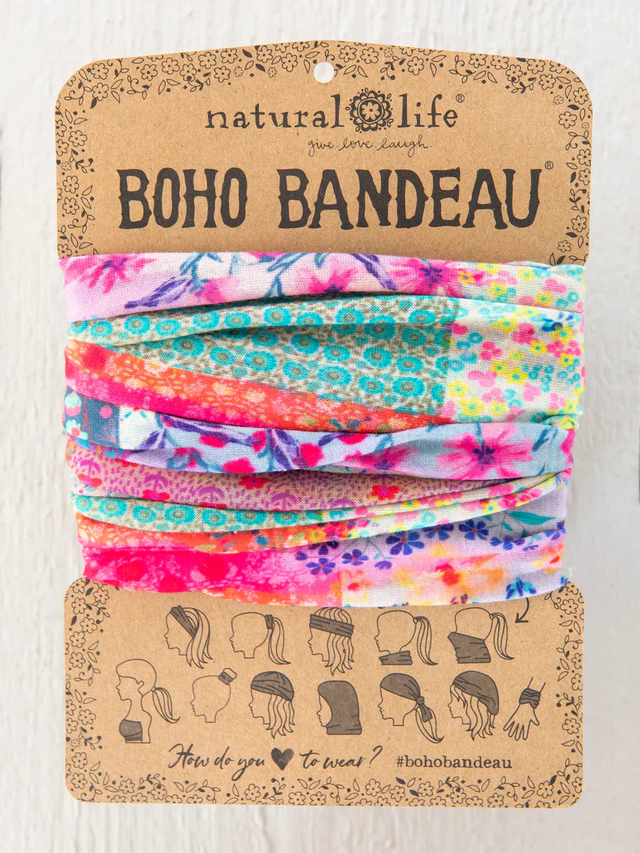 Pink Watercolor Patchwork Full Boho Bandeau® Headband