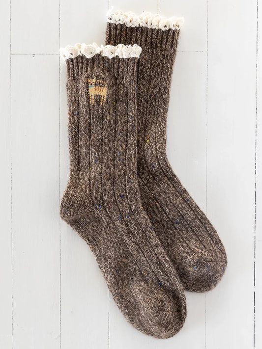 Cat Little Things Embroidered Socks