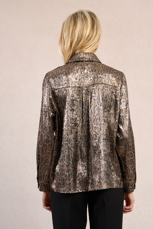 Snakeskin Chic Silky Button Down