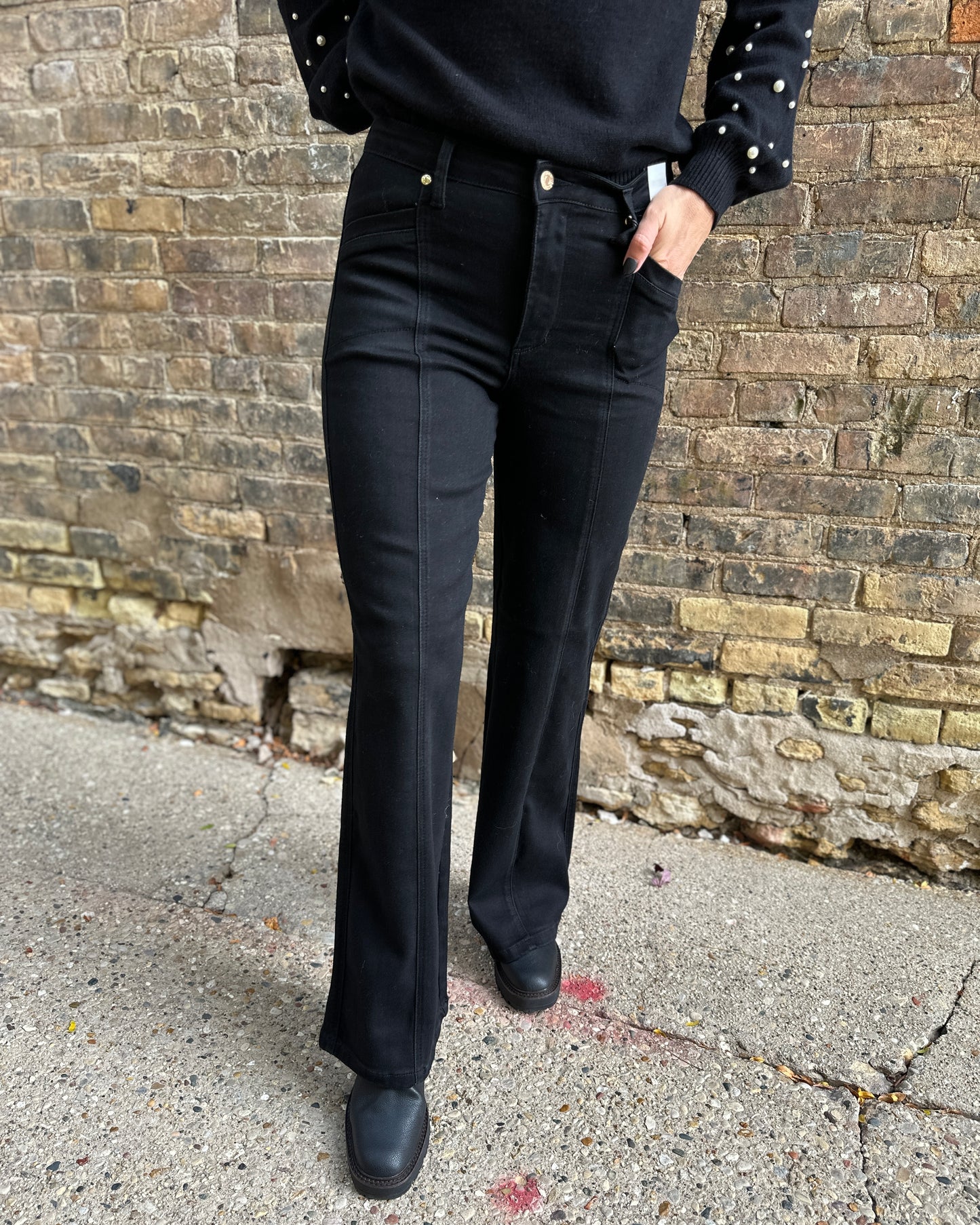Judy Blue High Waist Retro Wide Jet Black Jeans