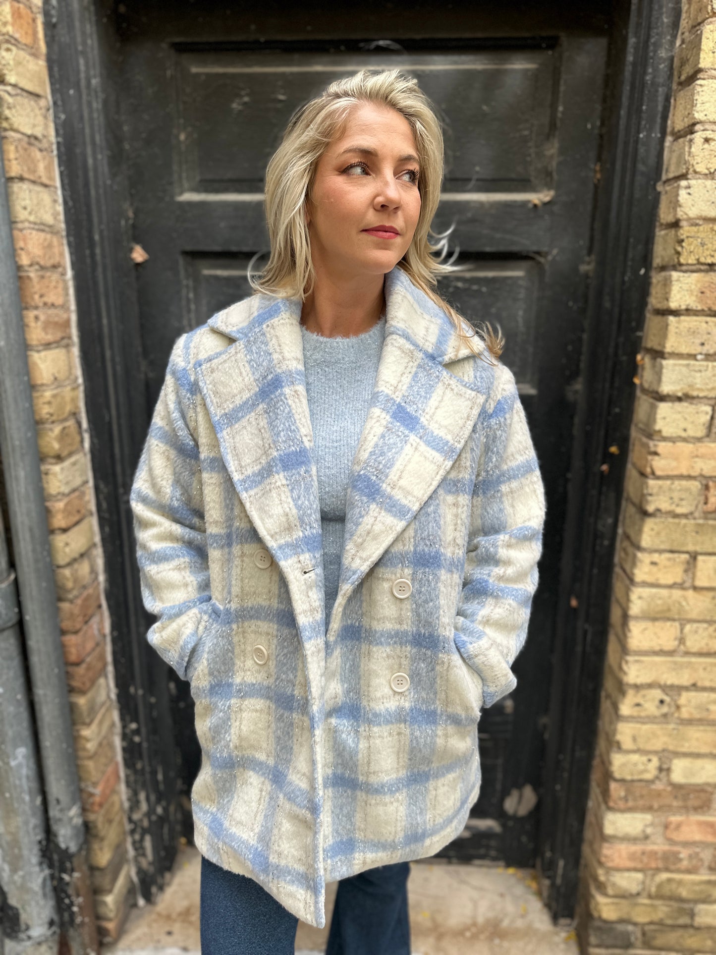 Blue Skies Plaid Coat