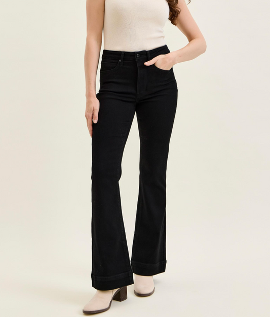 Judy Blue Daisy High Waist Tummy Control Bootcut Jeans – Jet Black