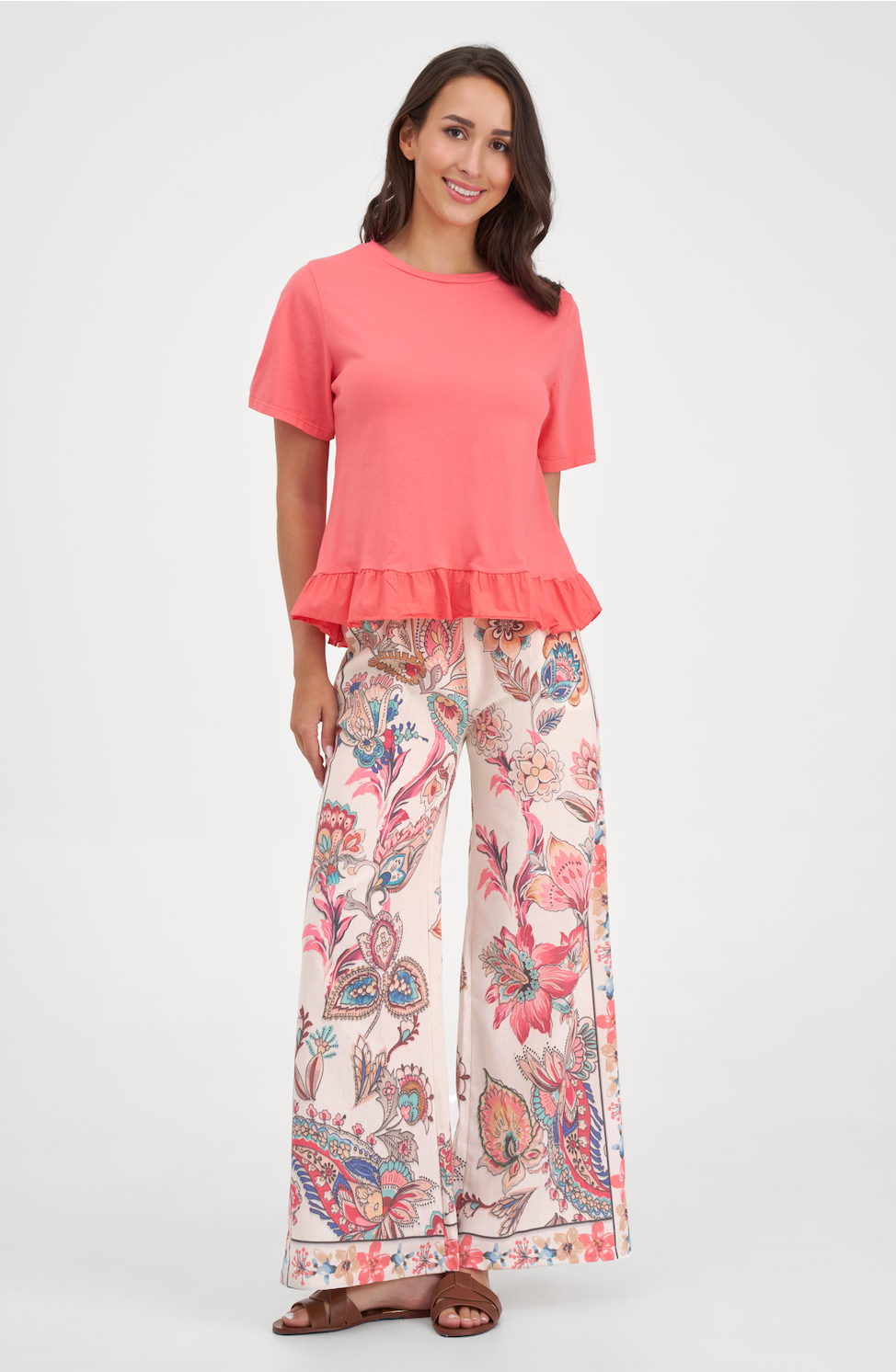 Sunset Boho Paisley Palazzo Pants – Colorful Abstract Wide Leg with Pockets