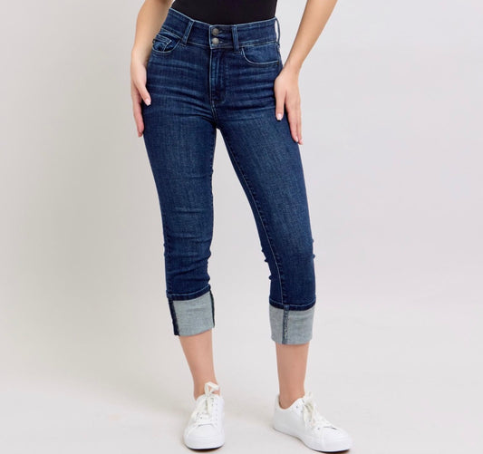 Judy Blue High Waist Double Band Capri Jeans