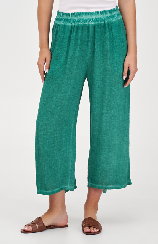 Reef Wide Leg Palazzo Pants with Elastic Waist & Back Pleat Detail – Flowy Summer Lounge Trousers