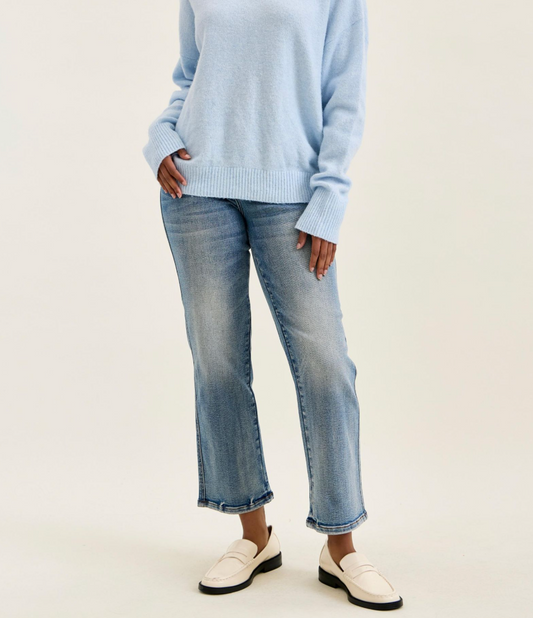 Judy Blue Peggy High Waist Tummy Control Ankle Straight Jeans | Medium Wash Stretch Denim