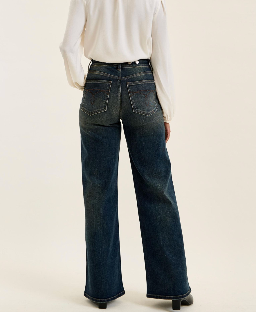 Judy Blue High Rise LUX Retro Wide Leg Jeans | Whiskey Night Wash | Adjustable Waist Tabs