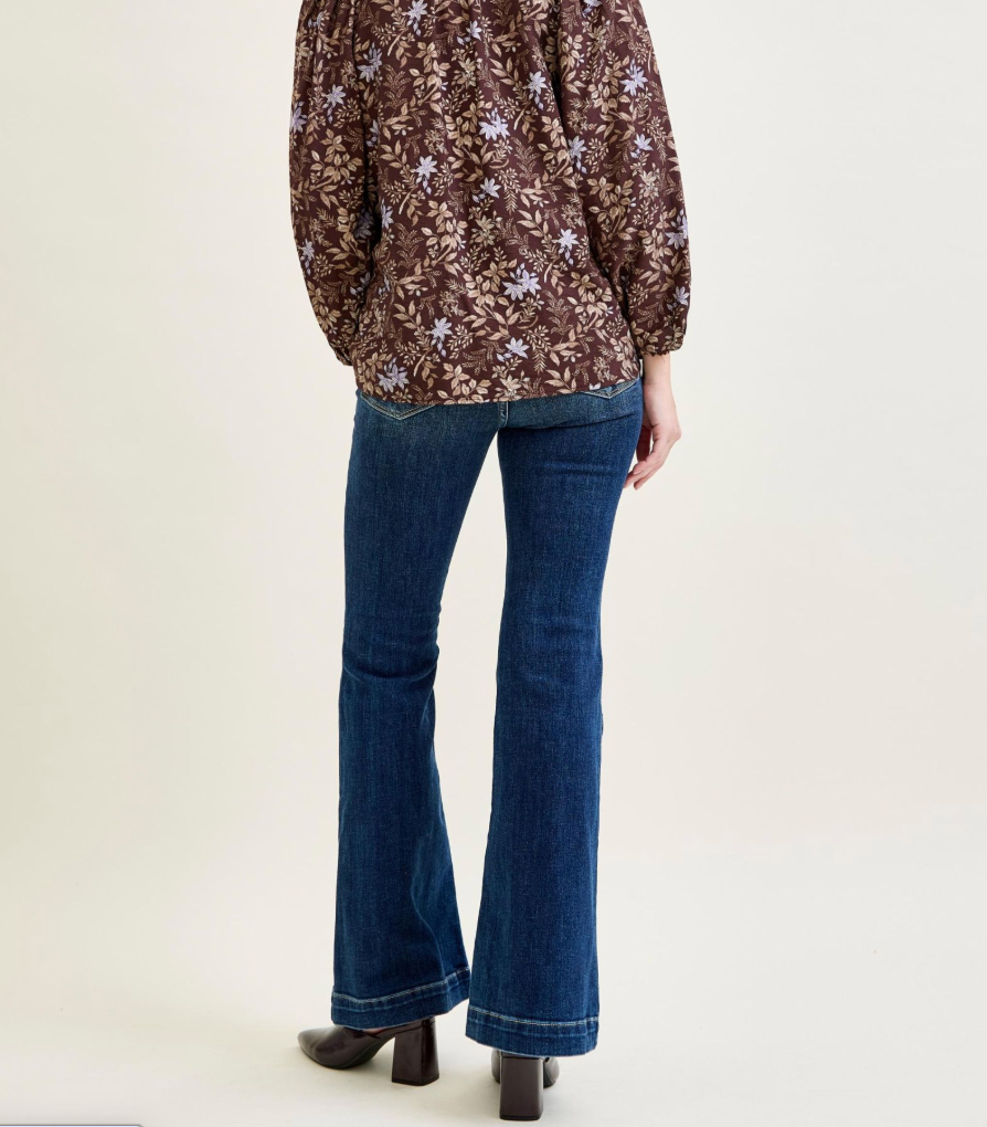 Judy Blue Dark Wash High Waist Trouser Flare Jeans | Women's High Rise Flare Denim