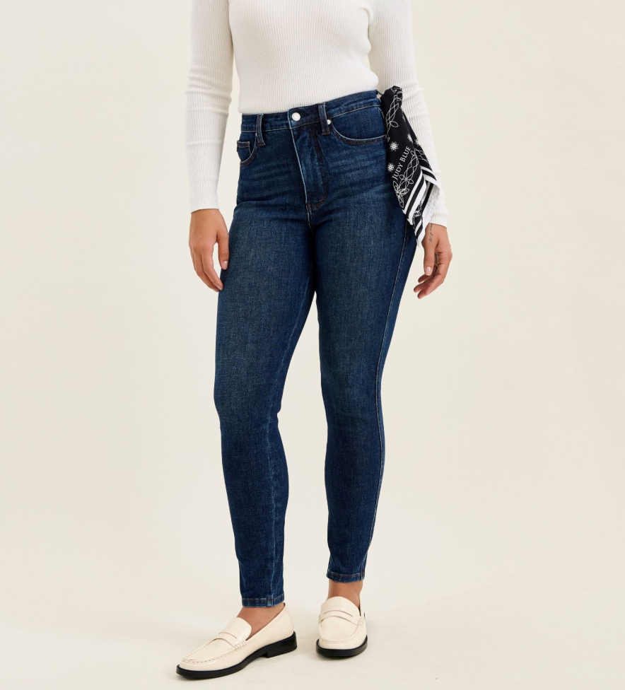 Judy Blue Sienna High Waist Tummy Control Skinny Jeans – Dark Rustic Indigo
