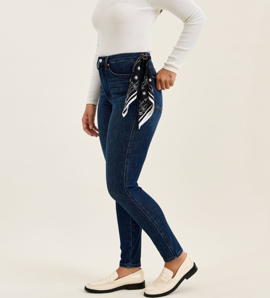 Judy Blue Sienna High Waist Tummy Control Skinny Jeans – Dark Rustic Indigo