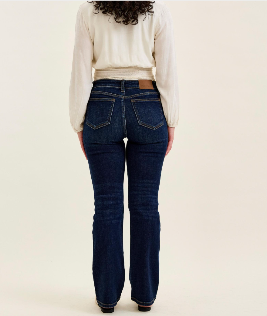 Judy Blue Petite Mid Rise Dark Wash Bootcut Jeans | Stretch Denim Women's Jeans
