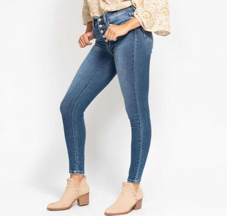 Judy Blue High Rise Button Fly Skinny Jeans Pizzazz Beloit