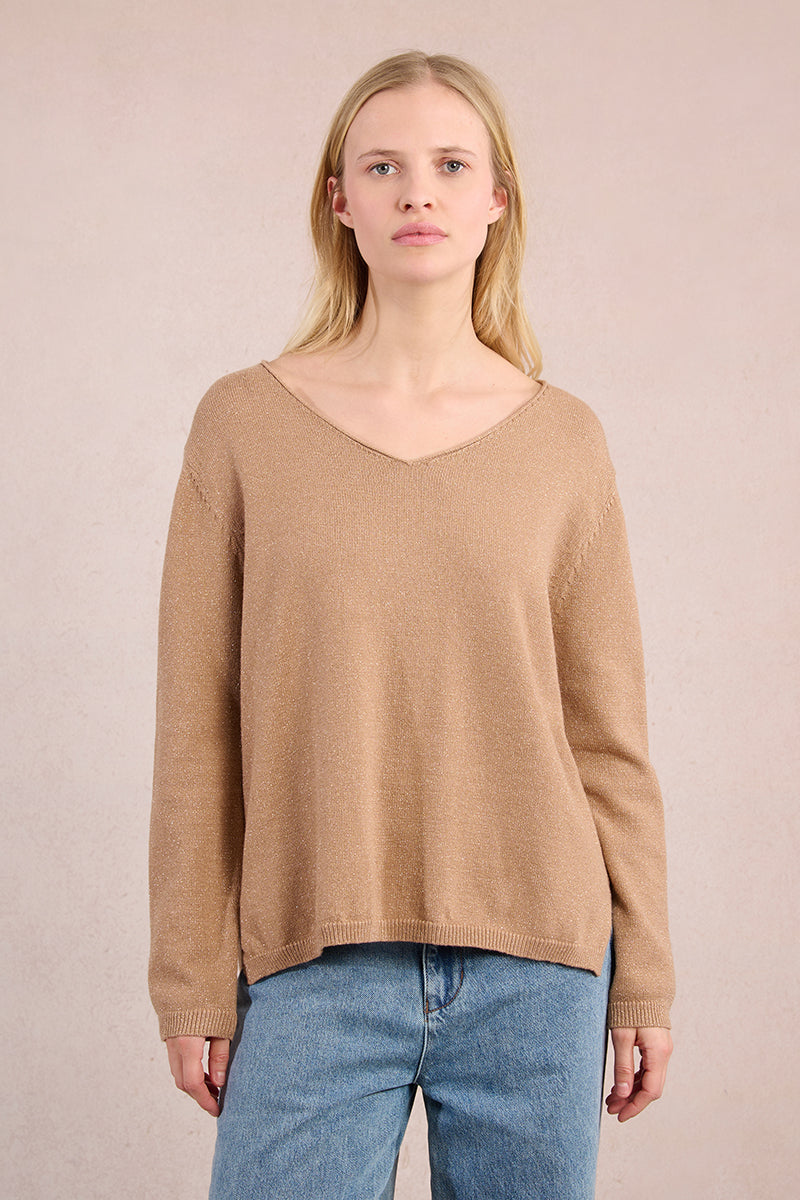 Golden Glow V-Neck Sweater