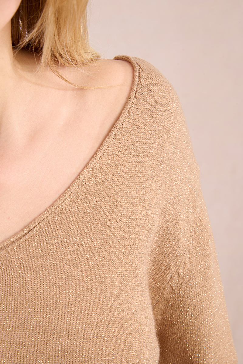 Golden Glow V-Neck Sweater