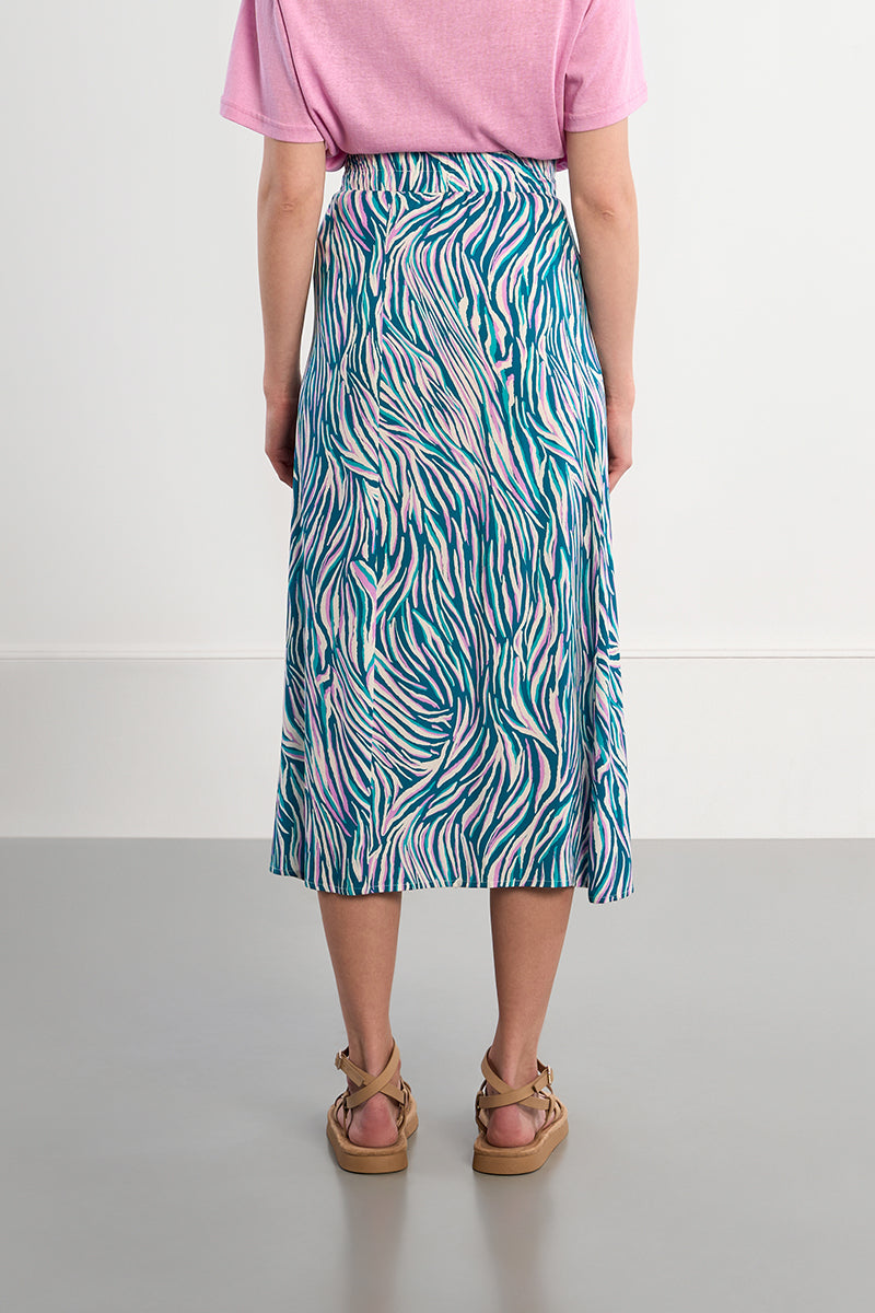High Waist Zebra Print Maxi Skirt – Flowy Long Animal Print Skirt