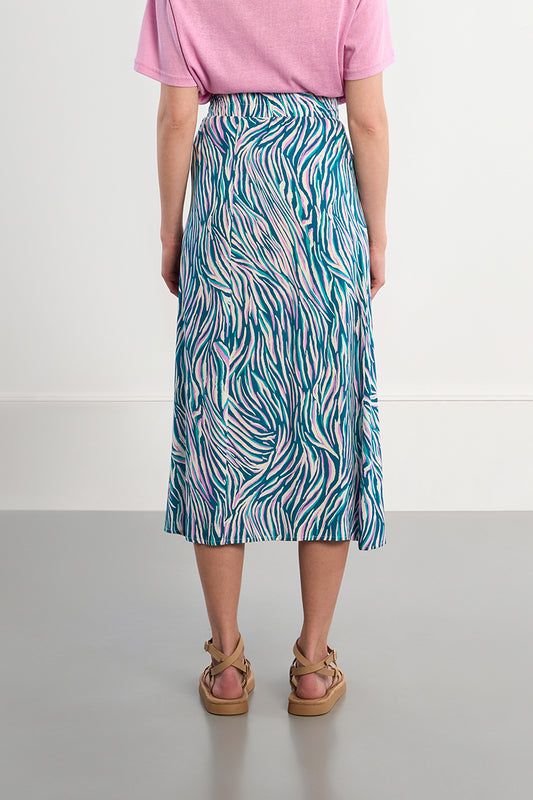 High Waist Zebra Print Maxi Skirt – Flowy Long Animal Print Skirt