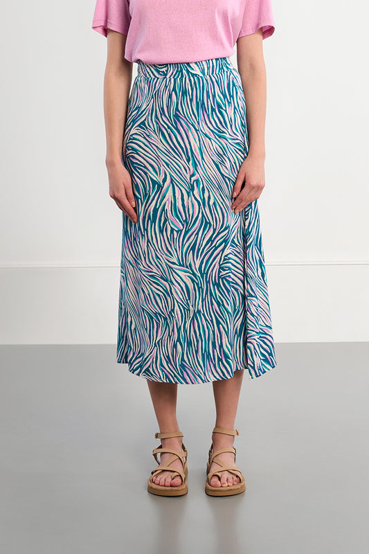 High Waist Zebra Print Maxi Skirt – Flowy Long Animal Print Skirt