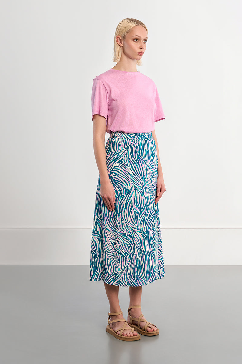 High Waist Zebra Print Maxi Skirt – Flowy Long Animal Print Skirt