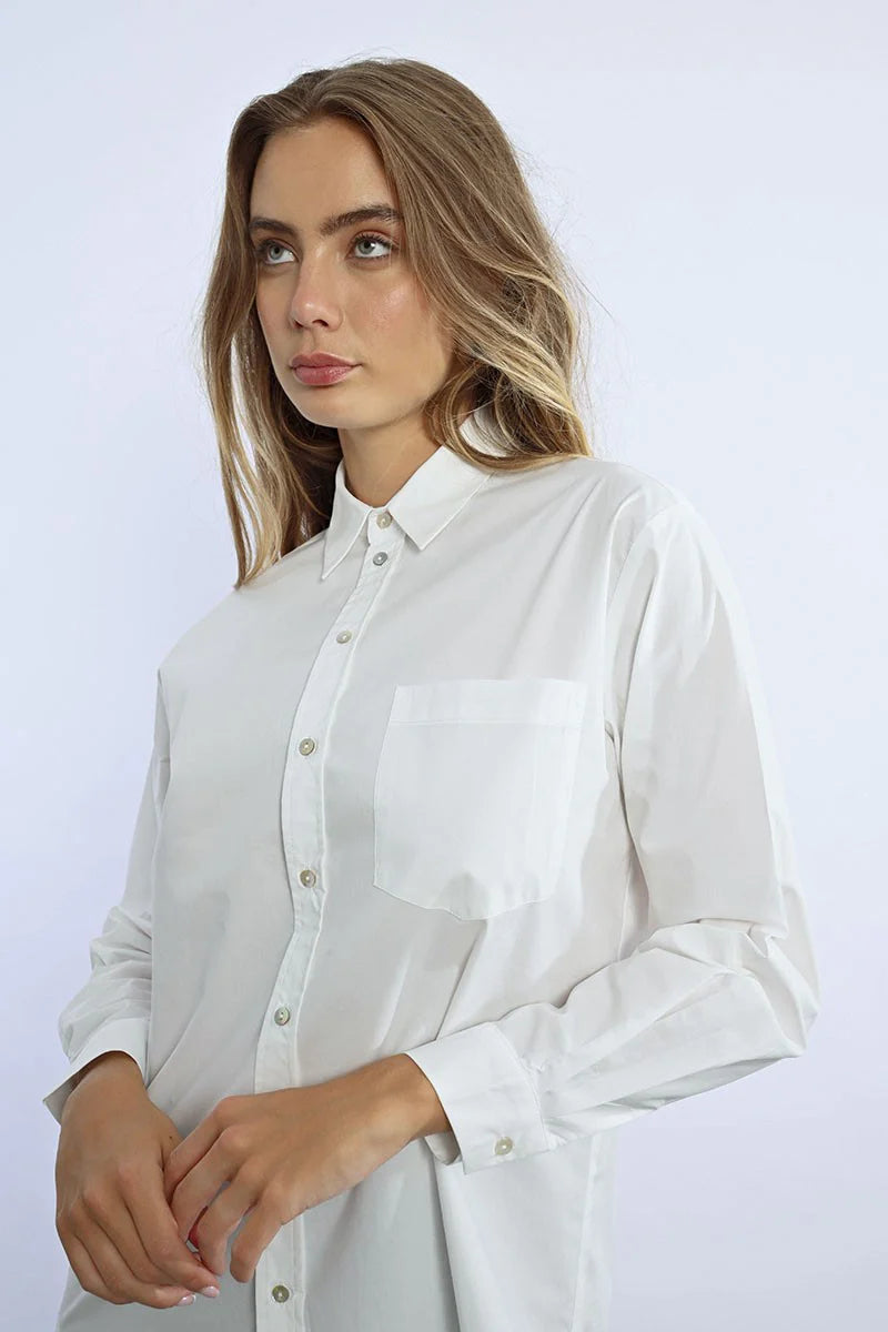 Oversized Tailored Cotton Button Up Shirt Pizzazz Beloit