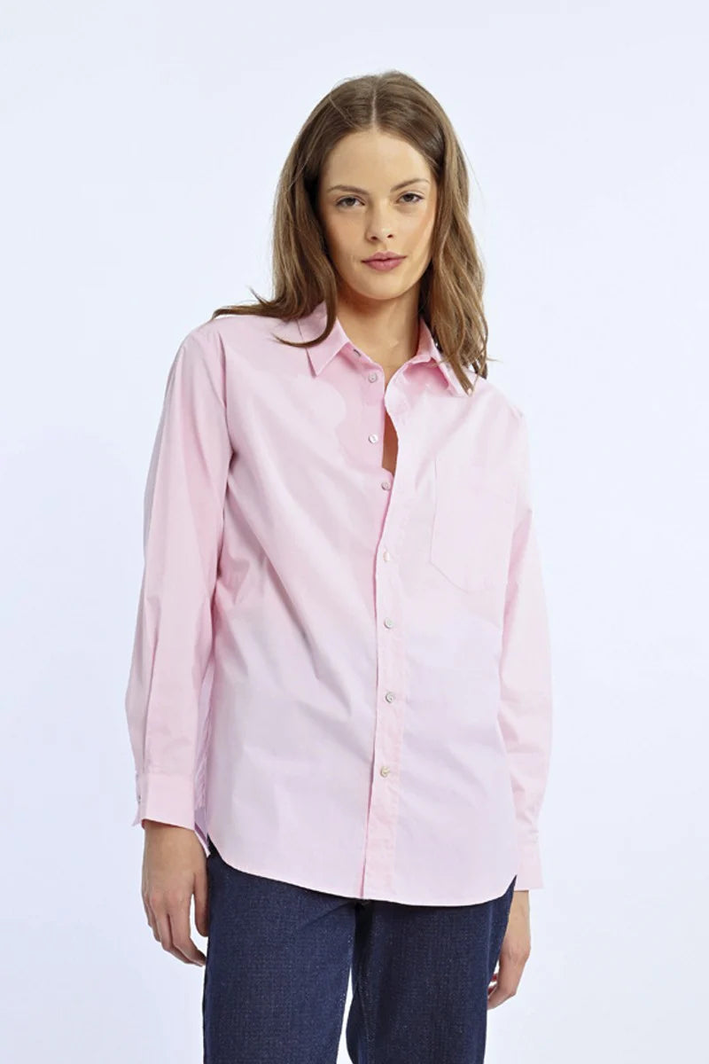 Oversized Tailored Cotton Button Up Shirt Pink Pizzazz Beloit