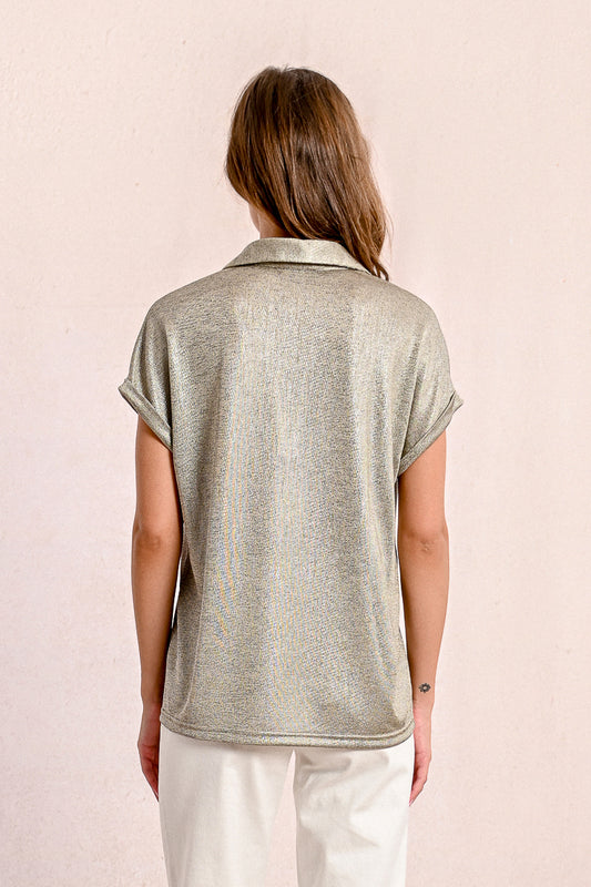 Collared V-Neck Polo Style T-Shirt