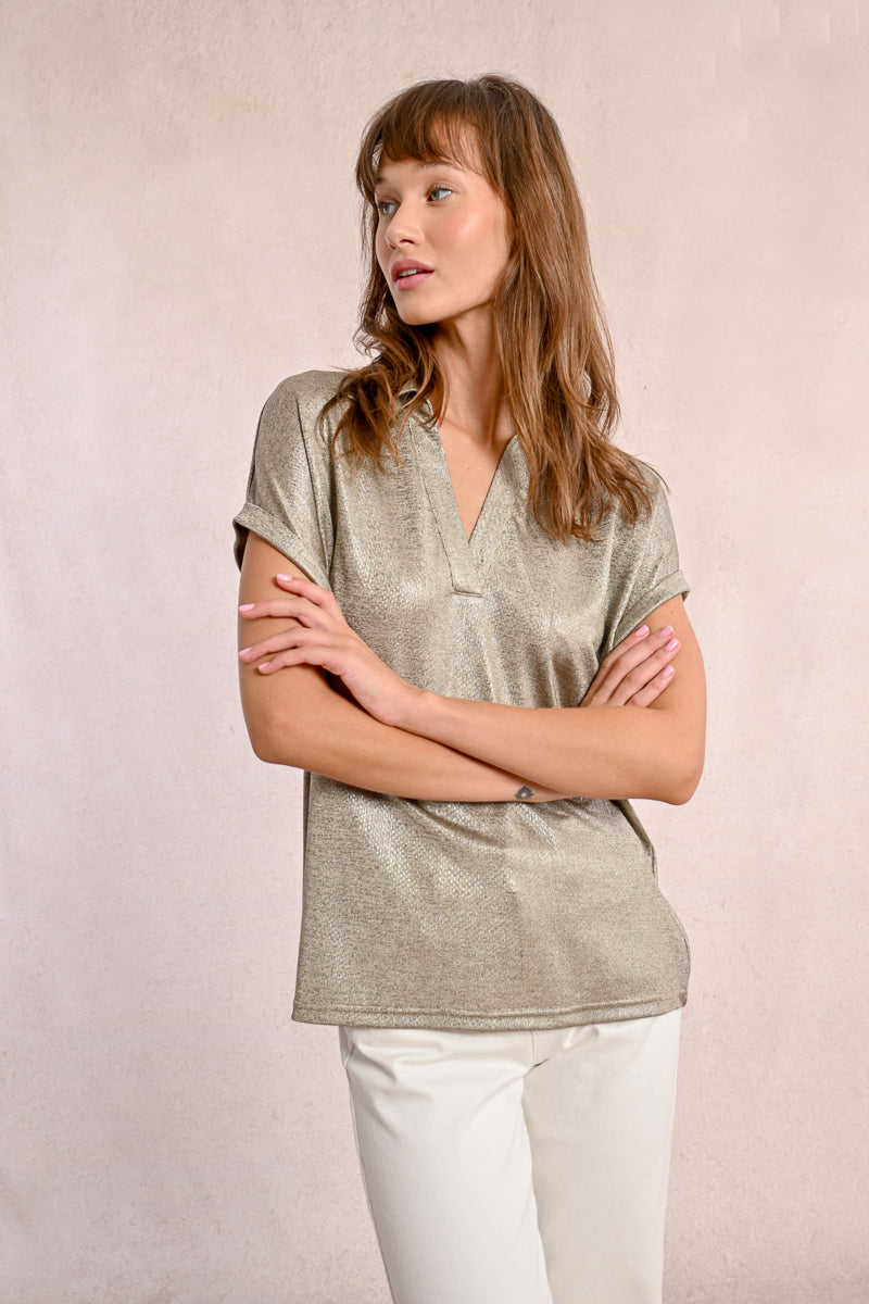 Collared V-Neck Polo Style T-Shirt