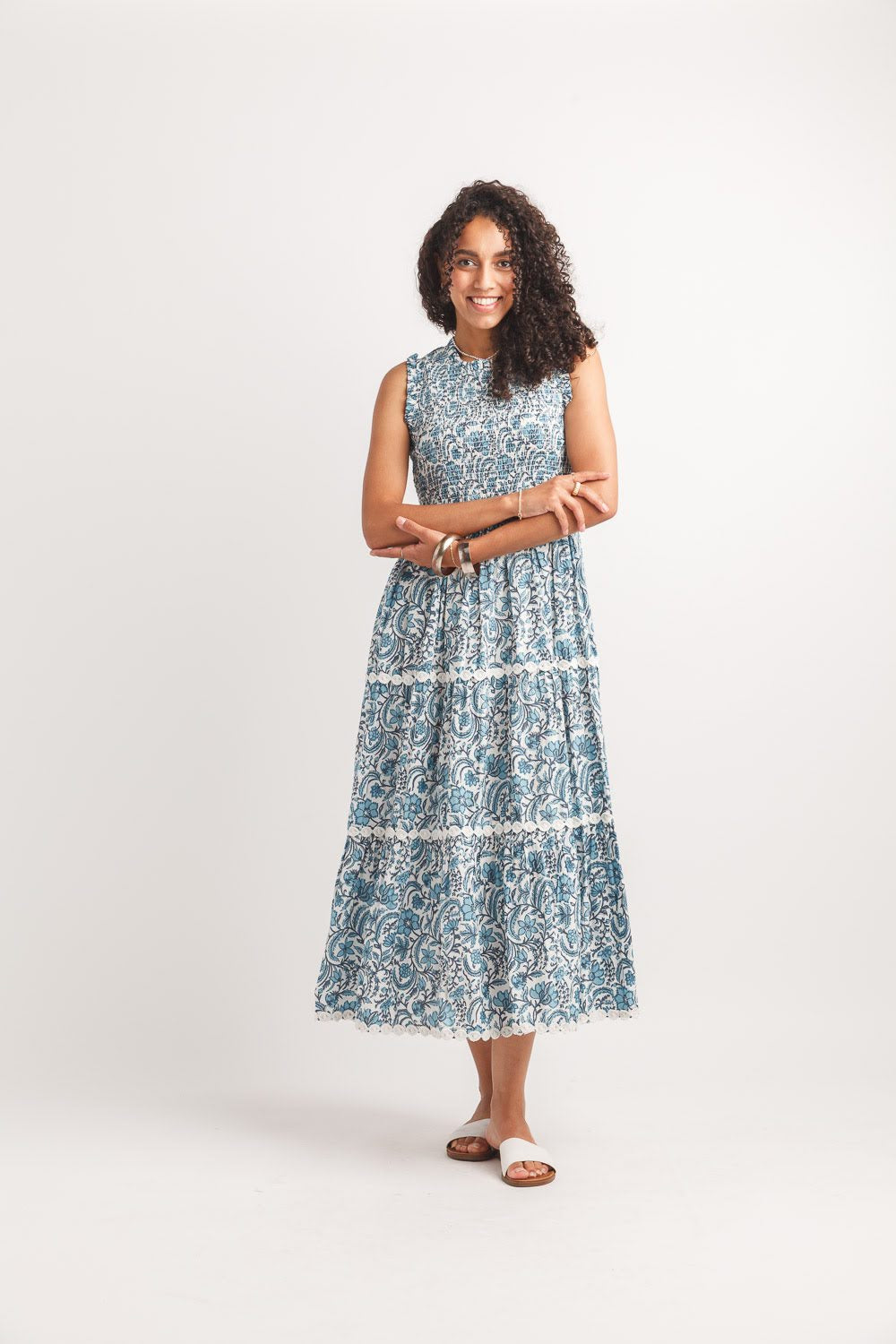 Boho Floral Print Tiered Sleeveless Maxi Dress for Women | Flowy Bohemian Summer Maxi Dress