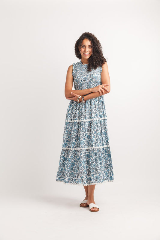 Boho Floral Print Tiered Sleeveless Maxi Dress for Women | Flowy Bohemian Summer Maxi Dress