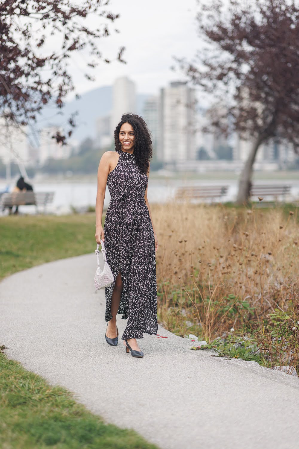 Spotted Print Halter Neck Jumpsuit with Wrap Legs | Flowy Wide Leg Statement Jumpsuit for Women