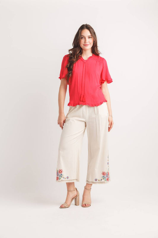 Cherry Pop Ruffle Sleeve Top