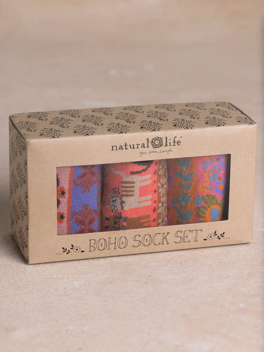 Boxed Boho Sock Set, Set of 3