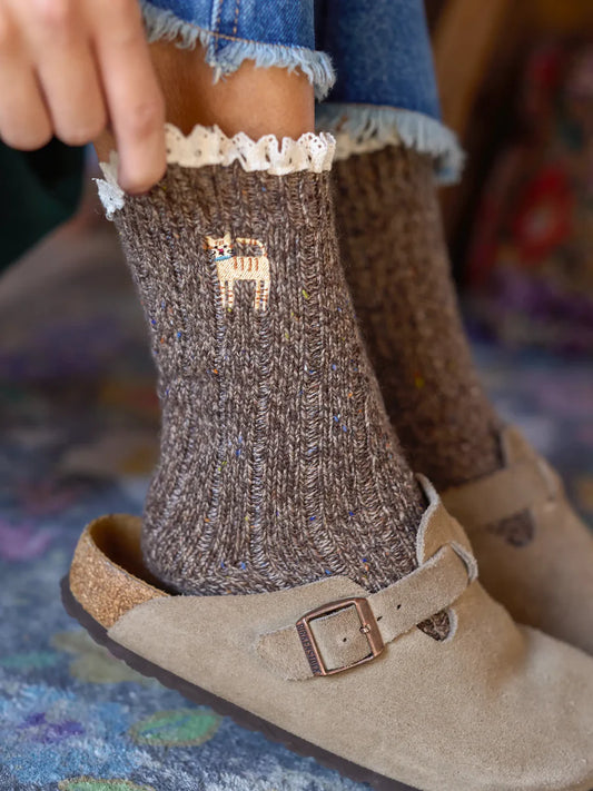 Cat Little Things Embroidered Socks