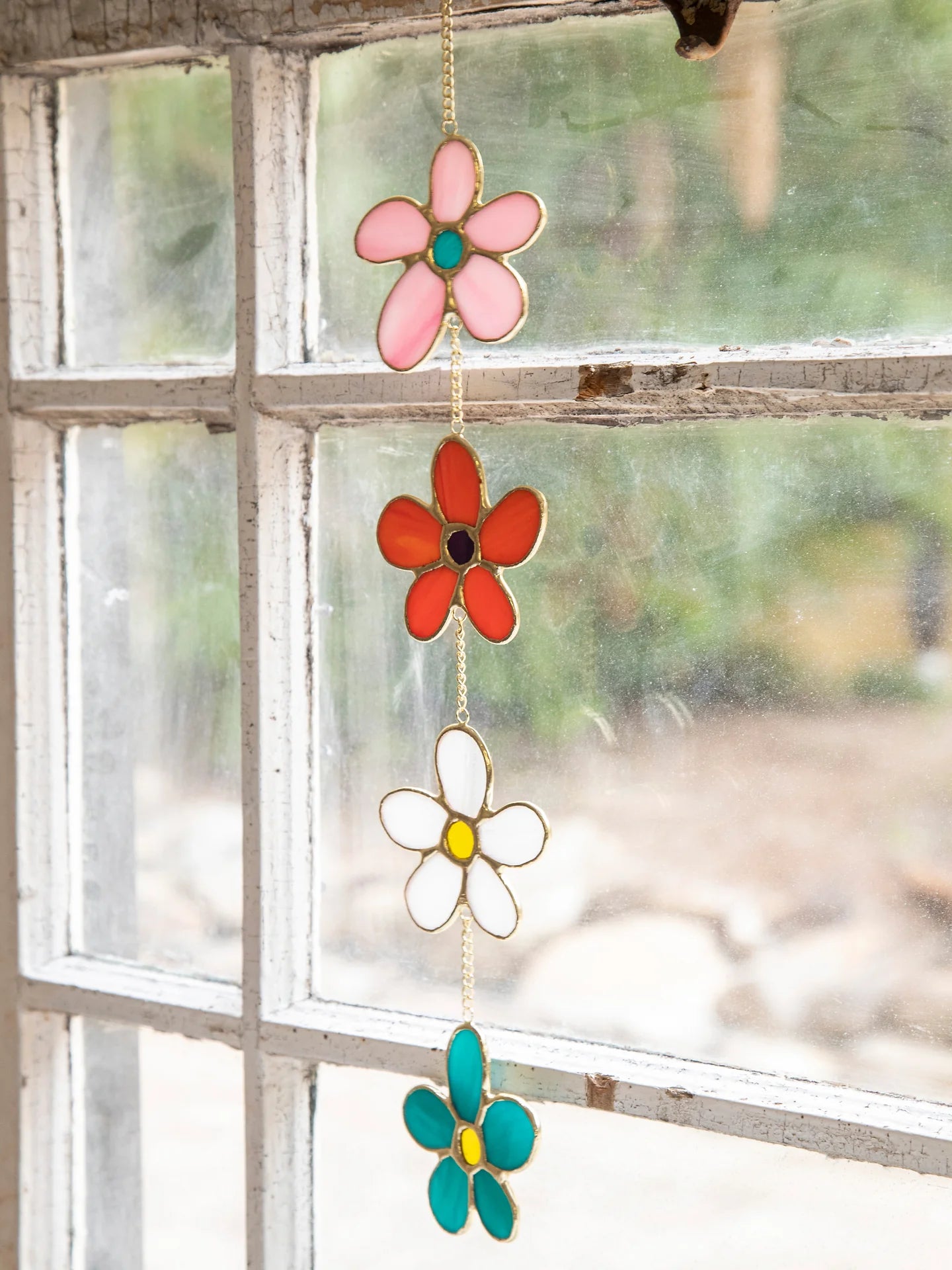 Daisies Stained Glass Mobile