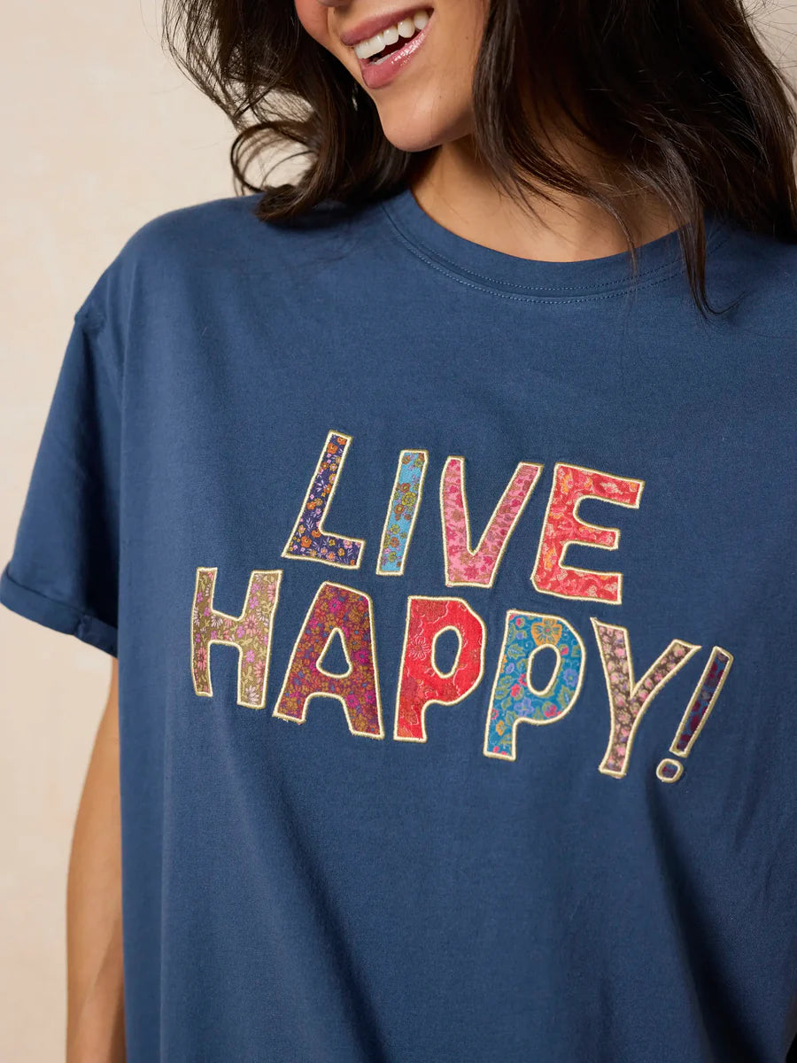 Live Happy Take It In Cotton Applique Tee