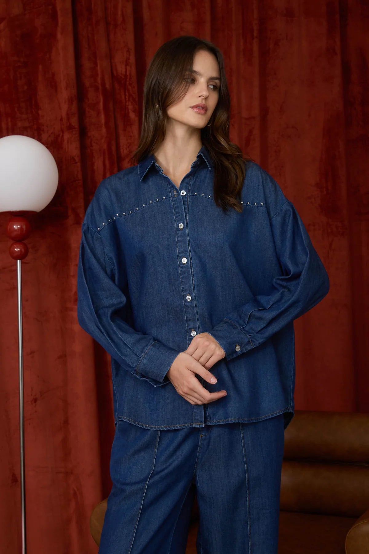 Studded & Stylish Denim Button Down