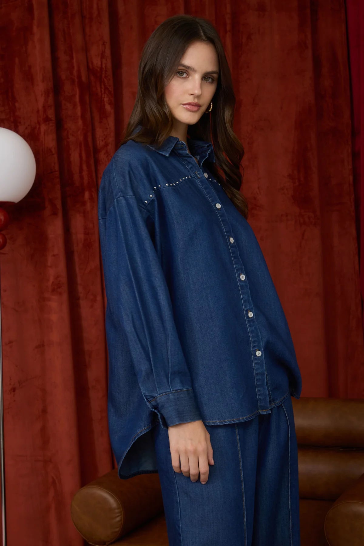 Studded & Stylish Denim Button Down