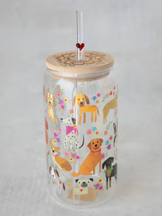 Natural Life Glass Tumbler With Lid & Straw