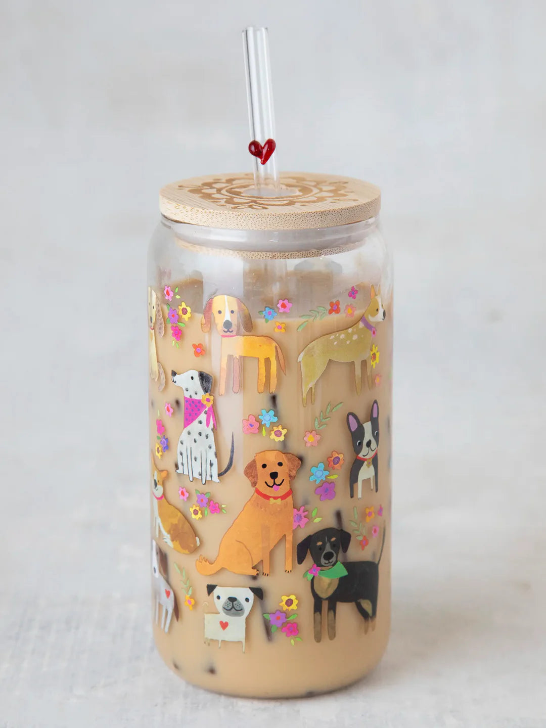 Natural Life Glass Tumbler With Lid & Straw