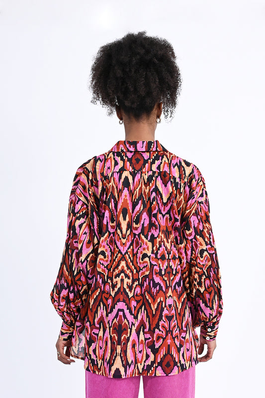 Oversized Bright Button Up Shirt