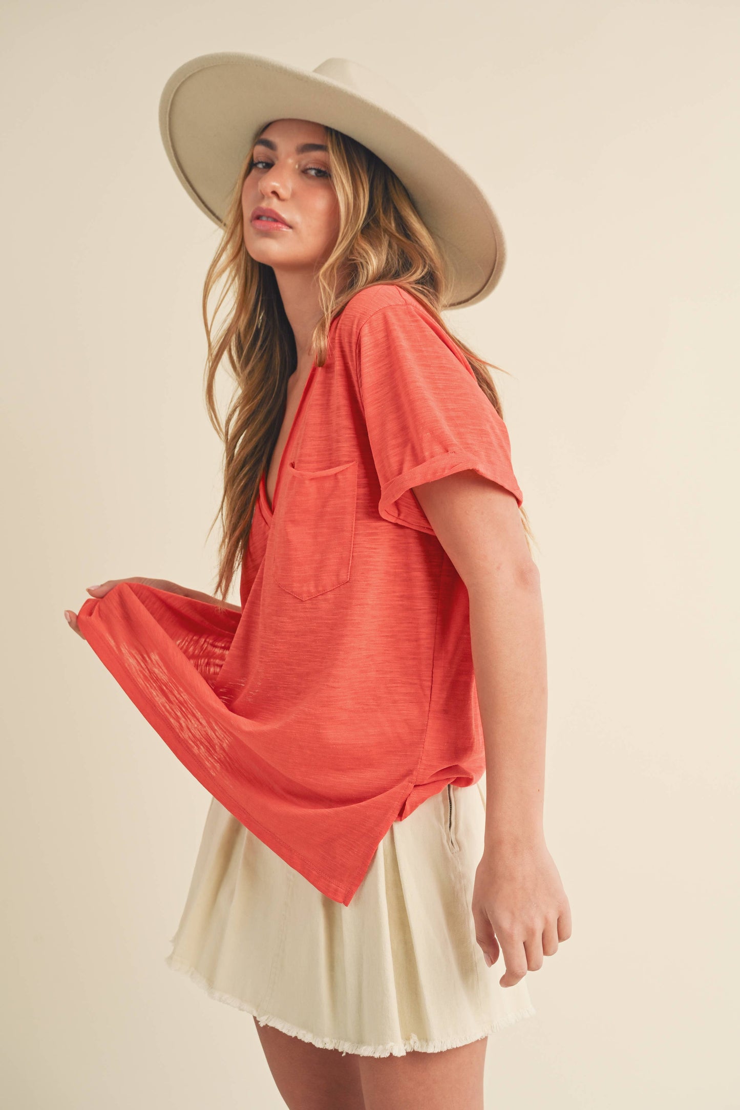Zoie V-Neck Short Sleeve Top