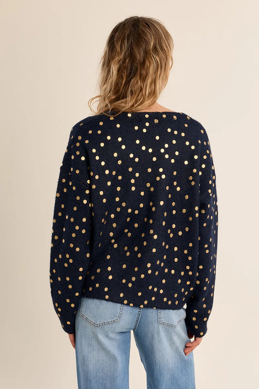 Classic Polka Dot V-Neck Button Cardigan