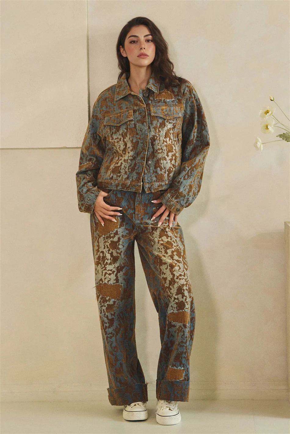 Mineral Wash Brown Denim Trucker Jacket – Distressed Vintage Style Jean Jacket