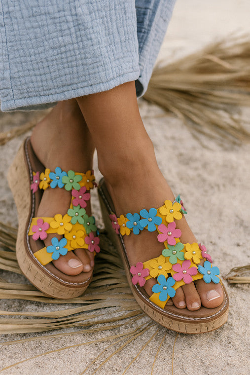 Pierre Dumas Sonda Bloom Babe Floral Wedge Sandals