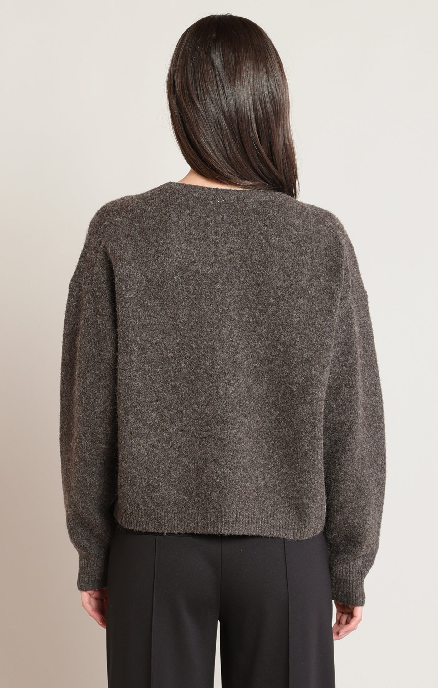 Espresso Heather Embroidered Flower Sweater | Cozy Women's Fall Sweater