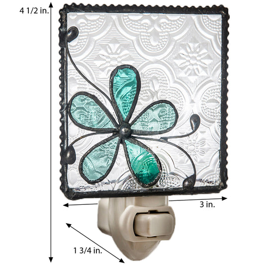 Stained Glass Flower Turquoise Blue Green Decorative Bedroom Bathroom Night Light